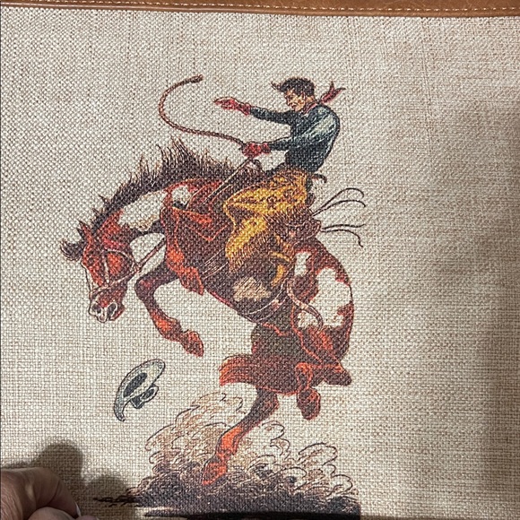 Wrangler buckin bronco rodeo Cream and Brown Tote Bag - Picture 2 of 11